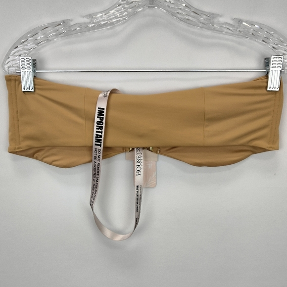 NWT House of CB London Miyako Strapless Bandeau Bikini Top in Pale Gold Sz. Lg - Picture 4 of 8